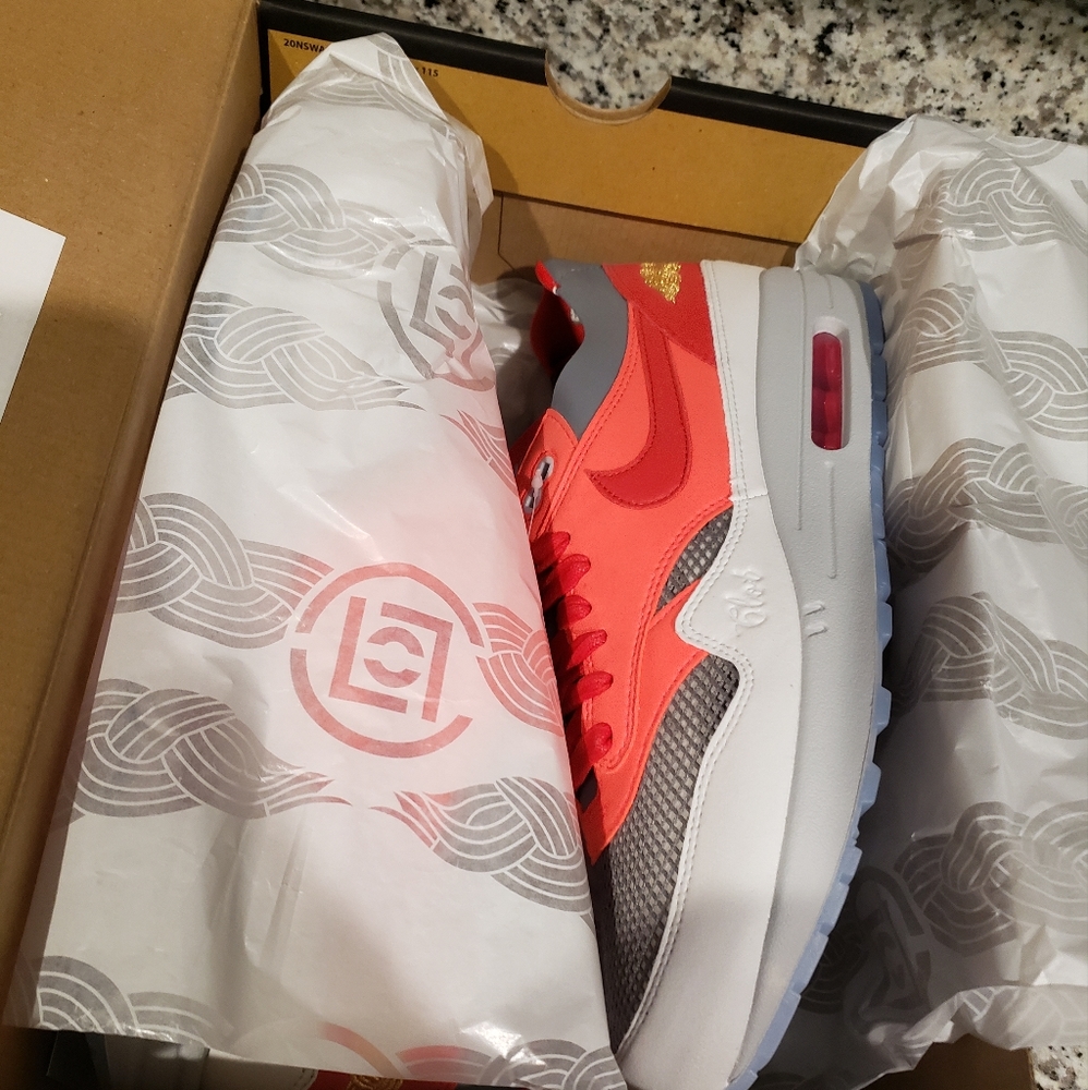 Nike Air Max 1 x CLOT Kiss Of Death, Solar Red 2021, Size 10.5 BRAND NEW DS
